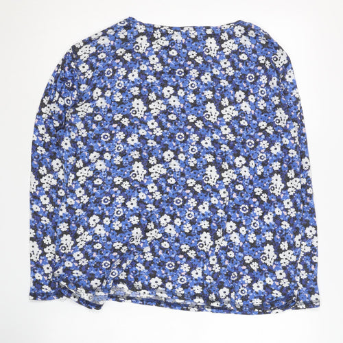 Marks and Spencer Women's Blue Floral Jersey T-Shirt Size 16