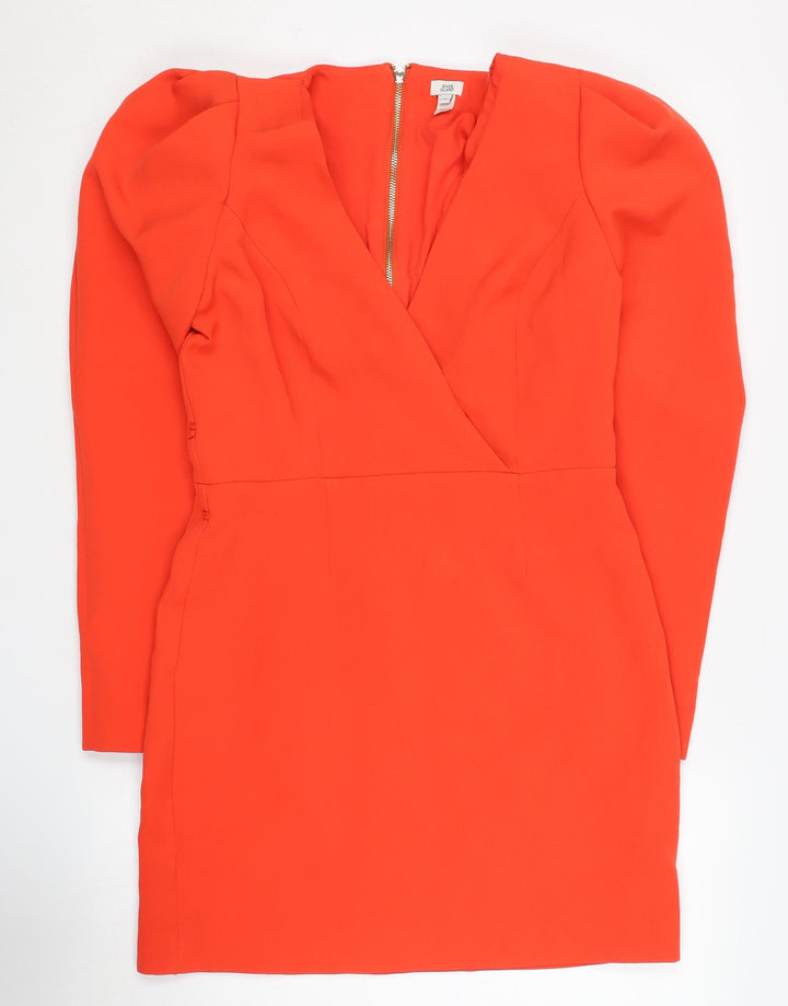 River Island Women’s Orange Bodycon Dress Size 12