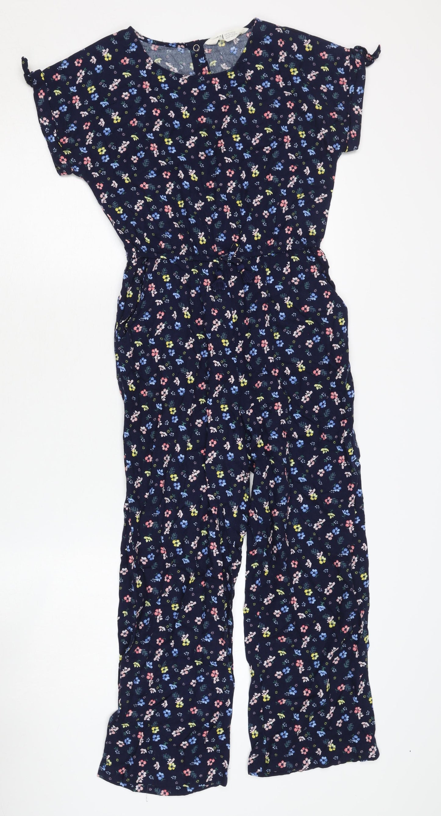 H&M Girls Floral Jumpsuit, Multicoloured, Size 9-10 Years