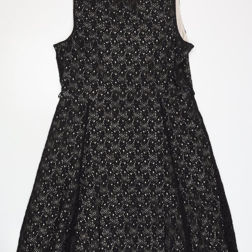 Wallis Women's Black Lace A-Line Dress Size 16