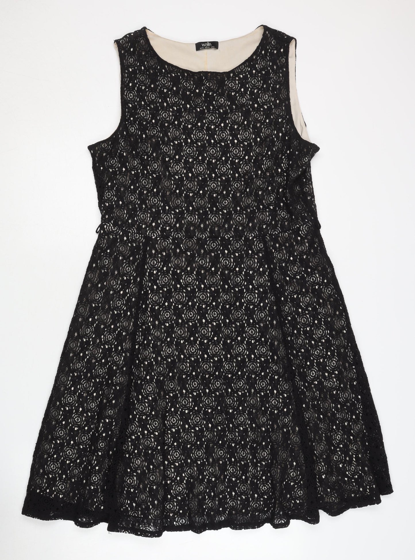 Wallis Women's Black Lace A-Line Dress Size 16