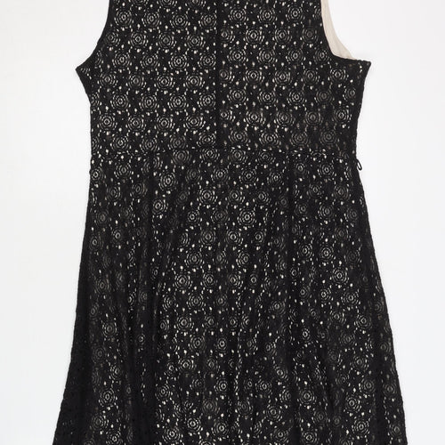 Wallis Women's Black Lace A-Line Dress Size 16