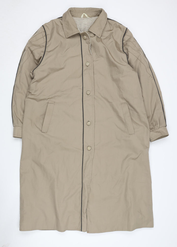House of Fraser Women's Beige Long Overcoat Size 12