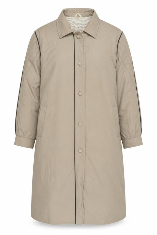 Front view of House of Fraser Women's Beige Long Overcoat, size 12