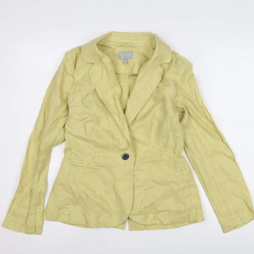 PURE Women's Yellow Blazer UK 8, Linen, Casual Style