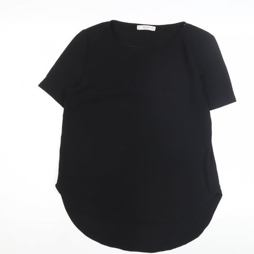 Mango Women's Black T-Shirt, Size 8, Casual Short Sleeve