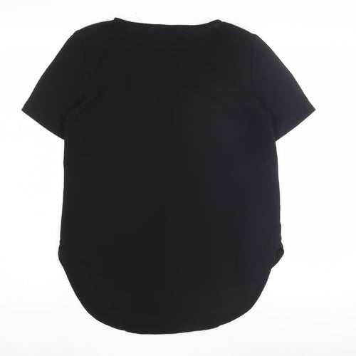 Mango Women's Black T-Shirt, Size 8, Casual Short Sleeve