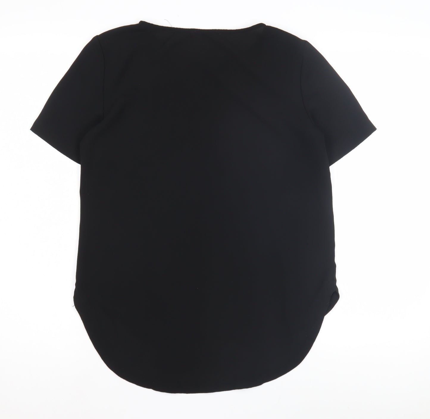 Mango Women's Black T-Shirt, Size 8, Casual Short Sleeve