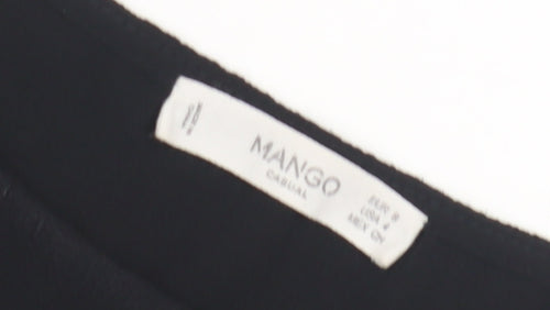 Mango Women's Black T-Shirt, Size 8, Casual Short Sleeve