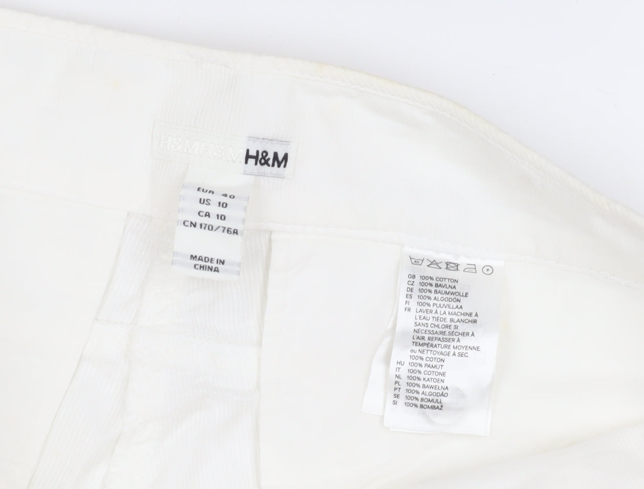 H&M Women's White Trousers Size 12