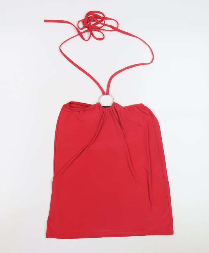 Boohoo Women's Red Halter Top Size 12