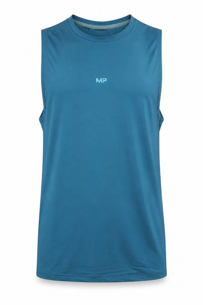 Front view of Myprotein Men's Blue XL Tank Top Sleeveless Activewear