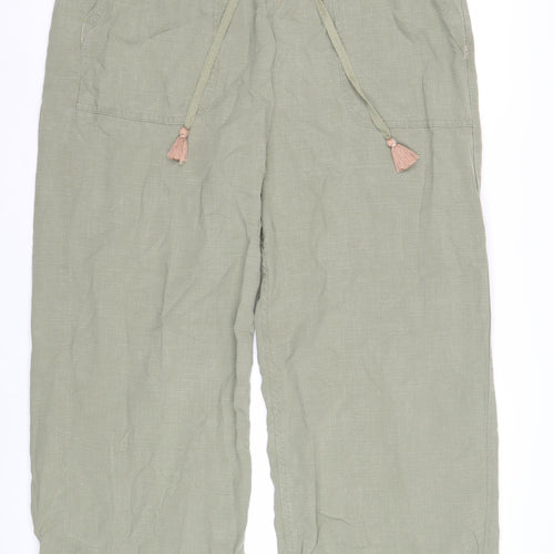 Marks and Spencer Women's Green Linen Trousers