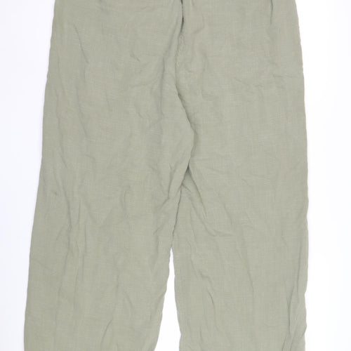Marks and Spencer Women's Green Linen Trousers