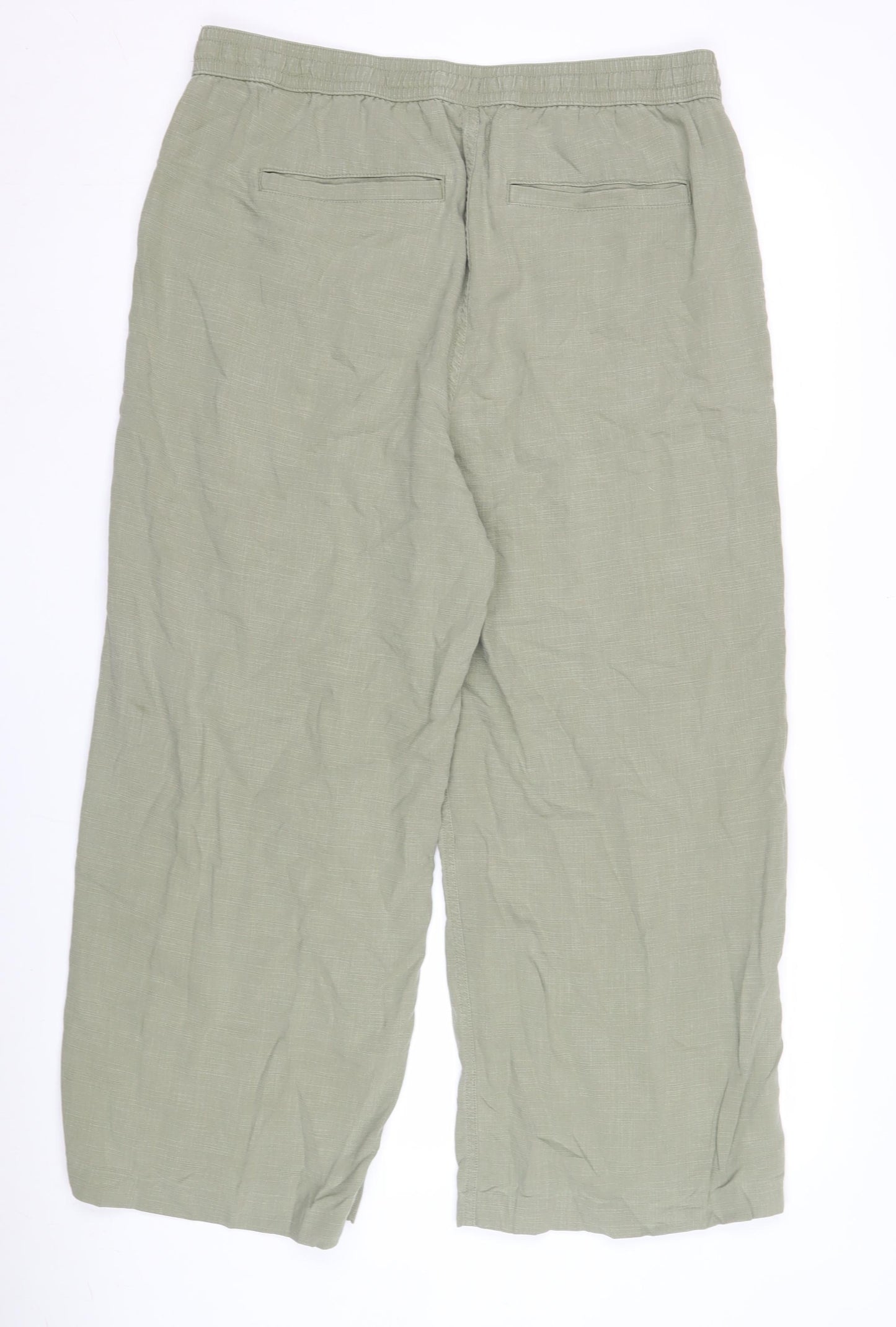 Marks and Spencer Women's Green Linen Trousers