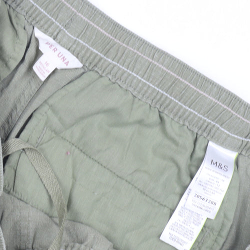 Marks and Spencer Women's Green Linen Trousers