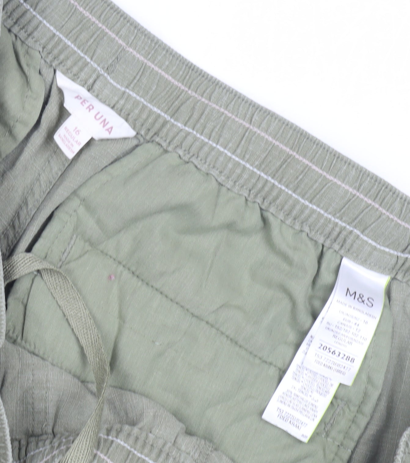 Marks and Spencer Women's Green Linen Trousers