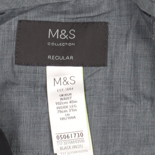 Marks and Spencer Men's Black L Regular Trousers