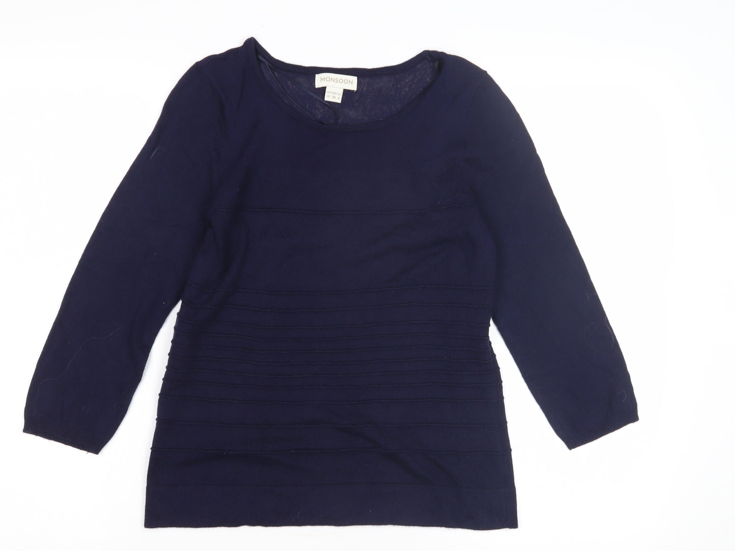 Monsoon Women's Blue 3/4 Sleeve Pullover Jumper Size 10