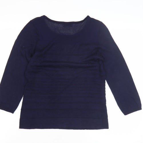 Monsoon Women's Blue 3/4 Sleeve Pullover Jumper Size 10