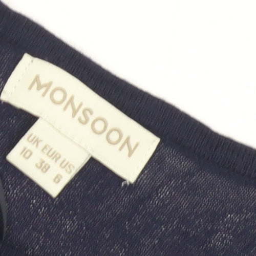 Monsoon Women's Blue 3/4 Sleeve Pullover Jumper Size 10