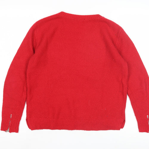 Warehouse Women's Red Crew Neck Pullover Jumper Size 8
