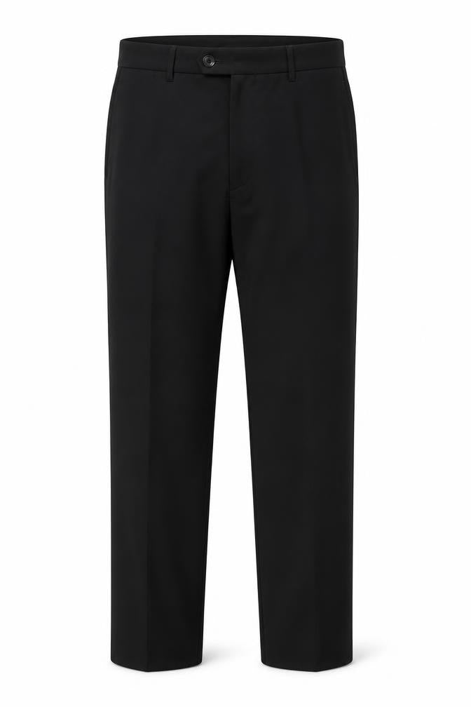 Front view of Butler & Webb Men's Black Straight Trousers, size 32