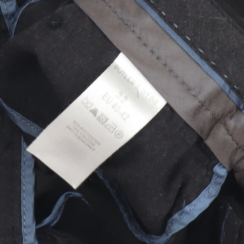 Butler & Webb Men's Black Straight Trousers, Size 32