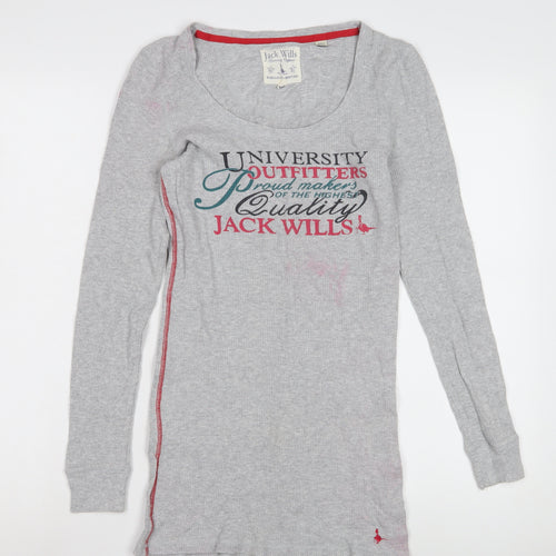 Jack Wills Women's Grey Long Sleeve Slim T-Shirt