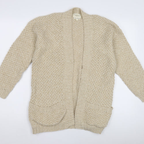 Next Women's Beige Wool Cardigan, Size 10, V-Neck Knit