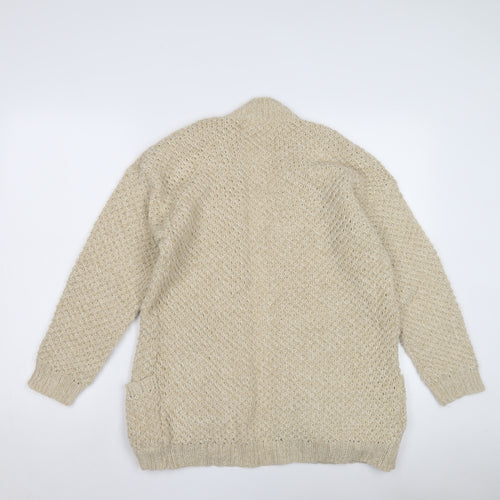 Next Women's Beige Wool Cardigan, Size 10, V-Neck Knit