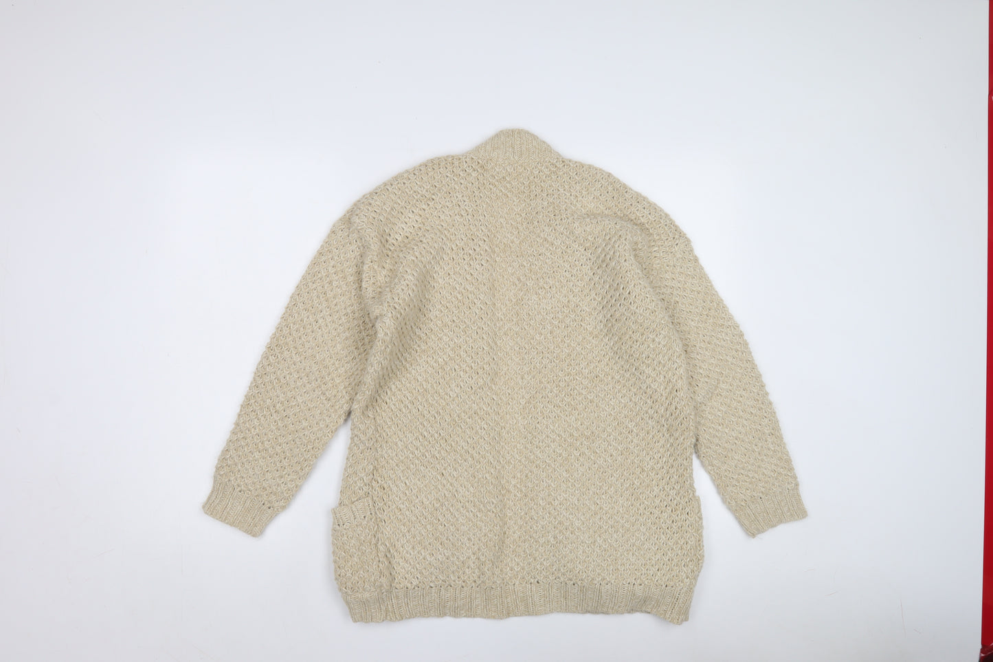 Next Women's Beige Wool Cardigan, Size 10, V-Neck Knit