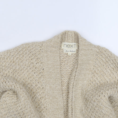 Next Women's Beige Wool Cardigan, Size 10, V-Neck Knit