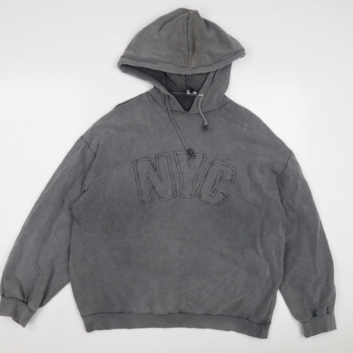 Boohoo Grey Unisex Pullover Hoodie - Size 12 Plus