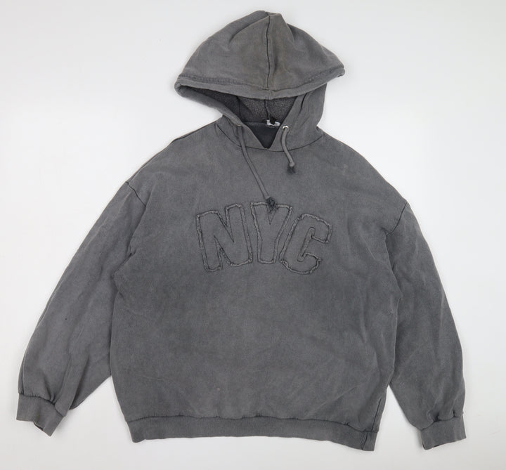 Boohoo Grey Unisex Pullover Hoodie - Size 12 Plus