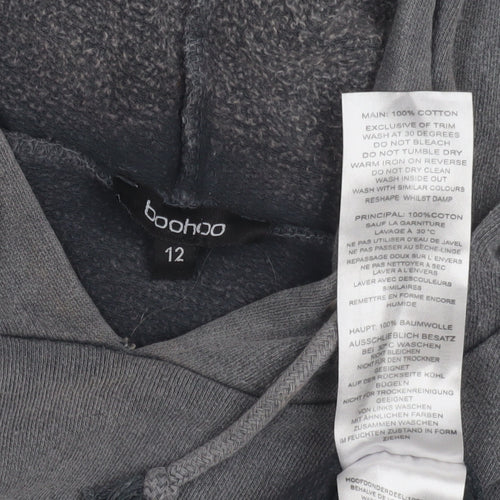 Boohoo Grey Unisex Pullover Hoodie - Size 12 Plus
