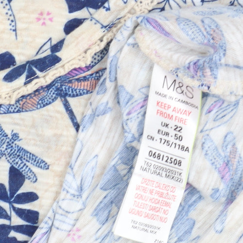 Marks and Spencer Women's Floral T-Shirt Size 22 Multicoloured