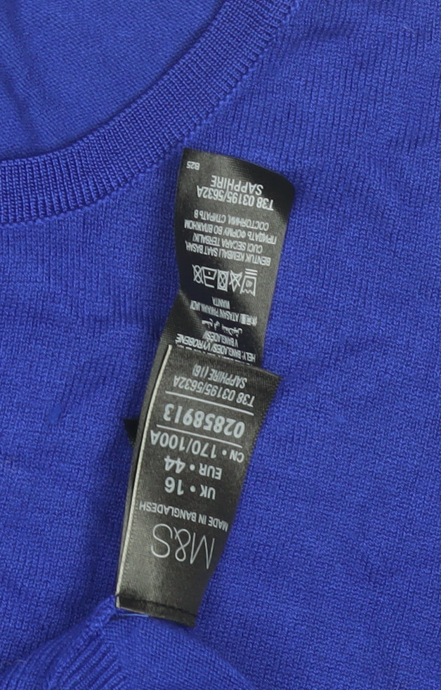 Marks and Spencer Women's Blue Cotton Cardigan Size 16