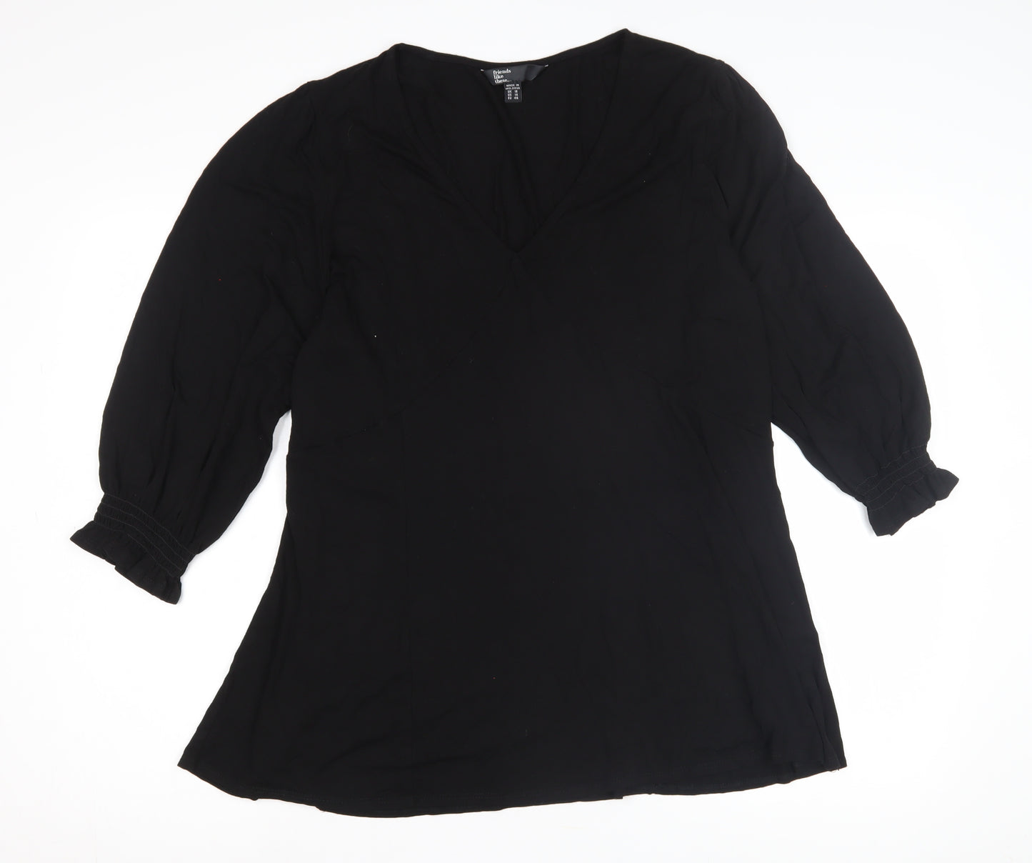 Friends Like These Women's Black V-Neck Blouse Size 14