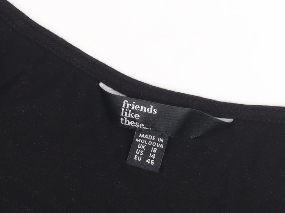 Friends Like These Women's Black V-Neck Blouse Size 14