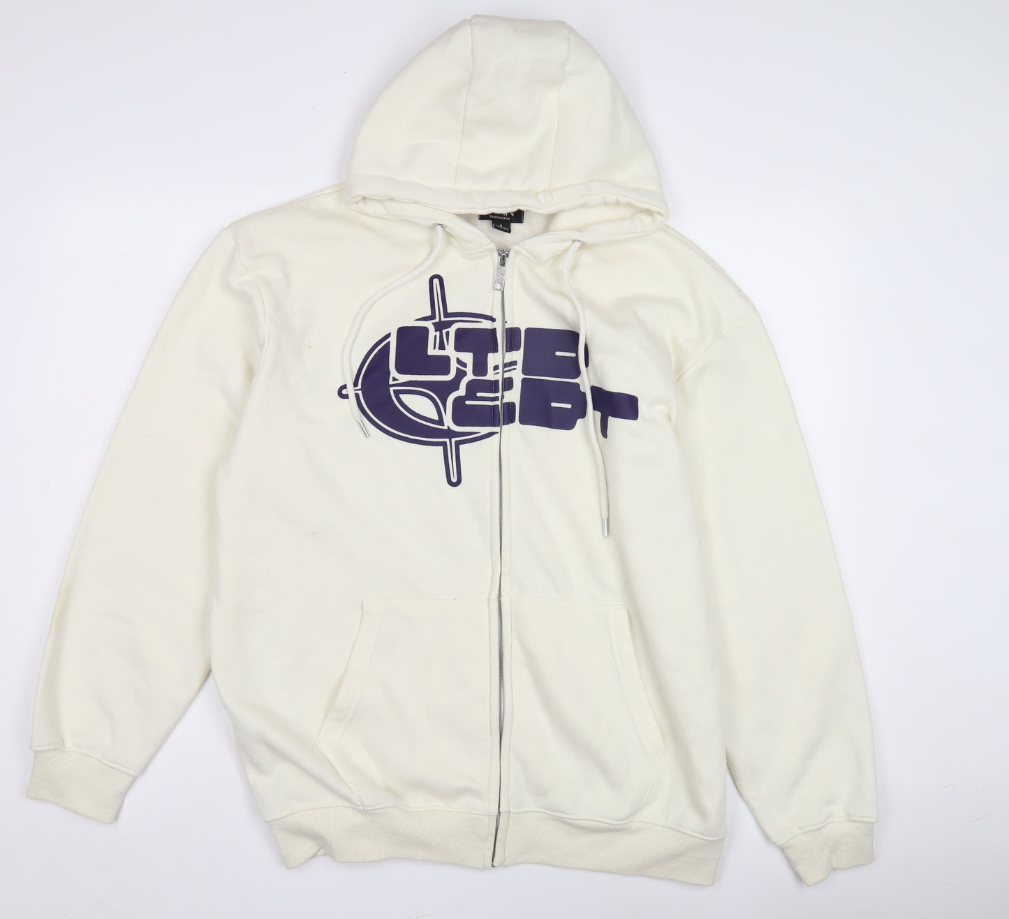 boohooMAN Men's White Full Zip Hoodie S
