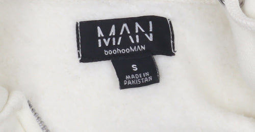 boohooMAN Men's White Full Zip Hoodie S