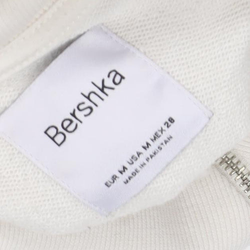 Bershka Unisex White M Logo Sweatshirt