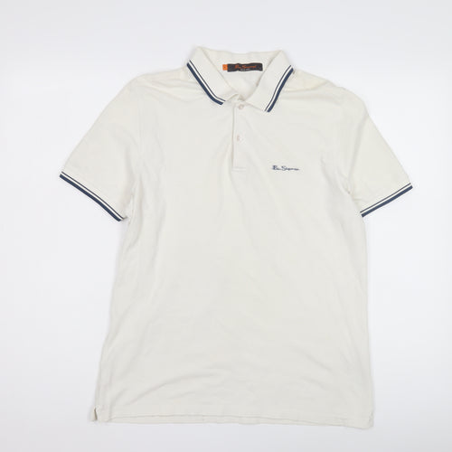 Ben Sherman Men's White Polo Shirt M, Short Sleeve