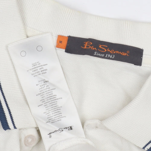 Ben Sherman Men's White Polo Shirt M, Short Sleeve