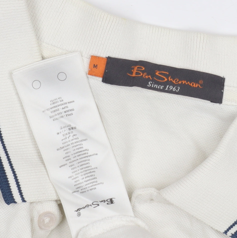Ben Sherman Men's White Polo Shirt M, Short Sleeve