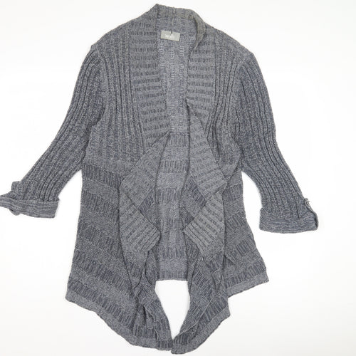 Wallis Women's Grey Open-Knit Open Front Cardigan Size L
