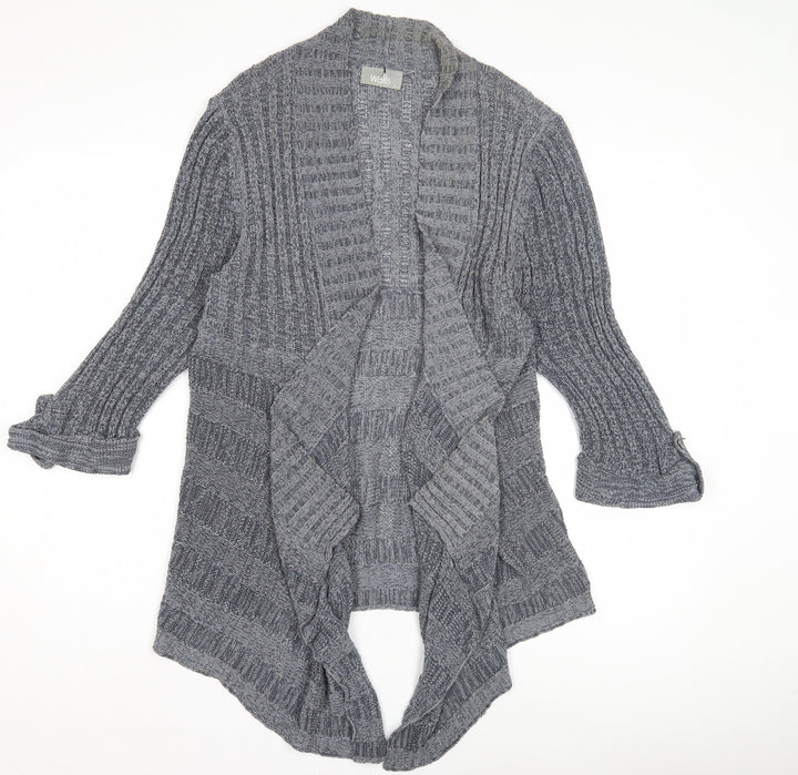 Wallis Women's Grey Open-Knit Open Front Cardigan Size L