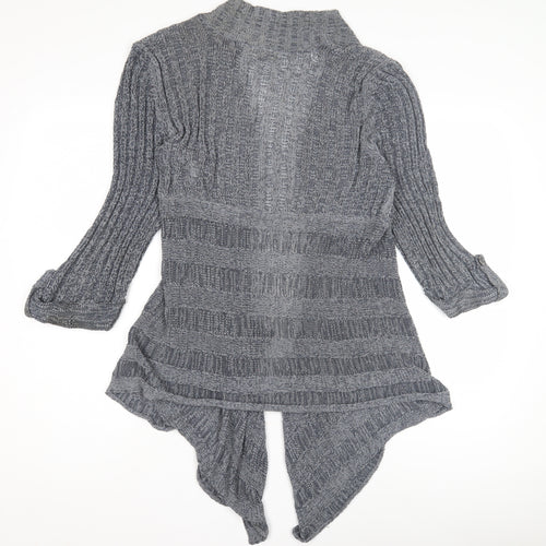 Wallis Women's Grey Open-Knit Open Front Cardigan Size L