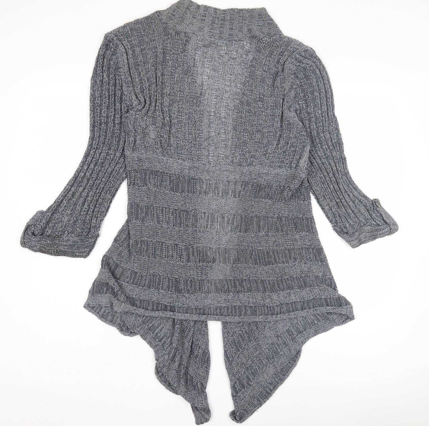 Wallis Women's Grey Open-Knit Open Front Cardigan Size L